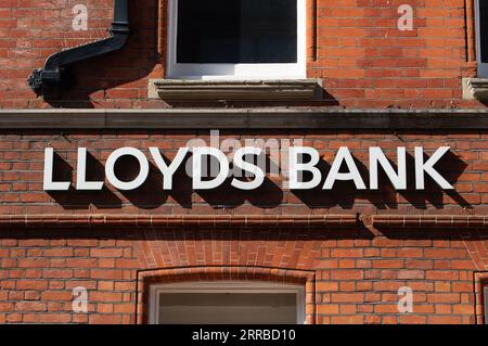 Maidenhead, Berkshire, Regno Unito. 7 settembre 2023. Una filiale della Lloyds Bank a Maidenhead, Berkshire. La filiale della Lloyds Bank a Windsor ha chiuso e anche la filiale di Slough Trading dovrebbe chiudere il mese prossimo. Credito: Maureen McLean/Alamy Live News Foto Stock