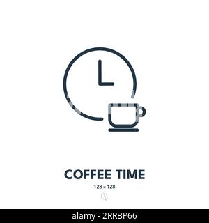 Icona tempo caffè. Pausa caffè, pausa, riposo. Tratto modificabile. Icona vettore semplice Illustrazione Vettoriale