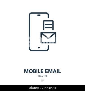 Icona e-mail mobile. Smart Phone, messaggio, posta. Tratto modificabile. Icona vettore semplice Illustrazione Vettoriale