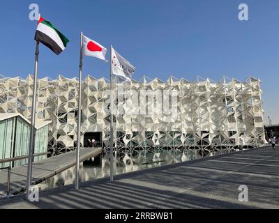 211008 -- DUBAI, 8 ottobre 2021 -- foto scattata il 7 ottobre 2021 mostra il padiglione giapponese dell'Expo 2020 Dubai a Dubai, negli Emirati Arabi Uniti. Dopo un anno di ritardo a causa della pandemia di COVID-19, l'attesissimo Expo 2020 Dubai ha aperto le sue porte ai visitatori il 1° ottobre. Emirati Arabi Uniti-DUBAI-EXPO 2020-PADIGLIONI SuxXiaopo PUBLICATIONxNOTxINxCHN Foto Stock