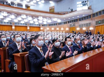 211009 -- PECHINO, 9 ottobre 2021 -- Un incontro commemorativo che segna il 110° anniversario della Rivoluzione del 1911 si tiene presso la grande sala del popolo di Pechino, capitale della Cina, 9 ottobre 2021. CINA-PECHINO-110° ANNIVERSARIO-RIVOLUZIONE DEL 1911-INCONTRO COMMEMORATIVO CN SHENXHONG PUBLICATIONXNOTXINXCHN Foto Stock