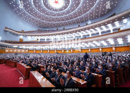 211009 -- PECHINO, 9 ottobre 2021 -- Un incontro commemorativo che segna il 110° anniversario della Rivoluzione del 1911 si tiene presso la grande sala del popolo di Pechino, capitale della Cina, 9 ottobre 2021. CINA-PECHINO-110° ANNIVERSARIO-RIVOLUZIONE DEL 1911-INCONTRO COMMEMORATIVO CN SHENXHONG PUBLICATIONXNOTXINXCHN Foto Stock
