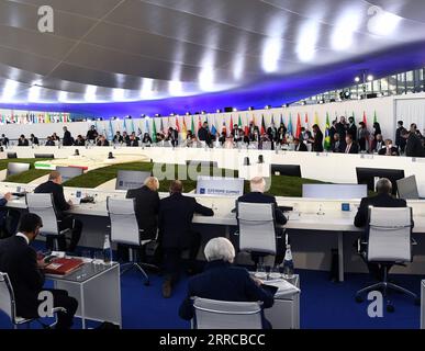 211030 -- ROMA, 30 ottobre 2021 -- foto scattata il 30 ottobre 2021 mostra una visione del Summit dei leader del gruppo dei venti del G20 tenutosi a Roma, Italia. Il 16° vertice dei leader del G20 è partito qui sabato. VERTICE ITALIA-ROMA-G20 JinxMamengni PUBLICATIONxNOTxINxCHN Foto Stock