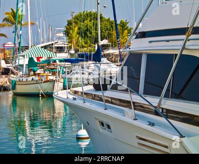 Honokohau Marina e Small Boat Harbor, Kailua-Kona, Hawaii Island, Hawaii, USA Foto Stock