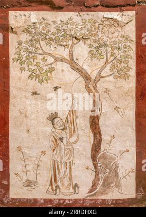 211227 -- TAIYUAN, 27 dicembre 2021 -- la foto del file non datata fornita da mostra una parte dei murales restaurati di un'antica tomba risalente alla dinastia Tang del 618-907 a Taiyuan, nella provincia dello Shanxi della Cina settentrionale. La tomba è stata scoperta in una scuola elementare a Taiyuan, capitale dello Shanxi, nel 2019 e successivamente trasferita al museo per la protezione e il restauro. Difetti nei murali come fessure, cavità e imperfezioni sono stati risolti, e la tomba sarà aperta al pubblico in futuro, ha detto il Taiyuan Northern Qi Dynasty Mural Museum. È interessante notare che varie figure nei dipinti murali sembrano essere m Foto Stock