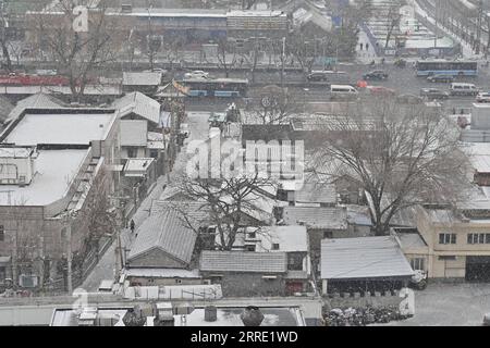 220120 -- PECHINO, 20 gennaio 2022 -- foto scattata il 20 gennaio 2022 mostra uno scenario innevato a Pechino, capitale della Cina. CHINA-BEIJING-SNOW CN LixXin PUBLICATIONxNOTxINXCHN Foto Stock