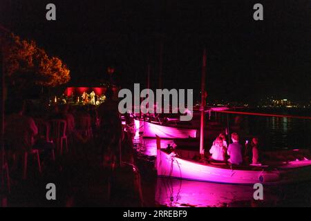 Concerto jazz di Miquel Àngel Rigo, Un Jazz De Mar. Porto Colom, Mallorca, spagna. Foto Stock