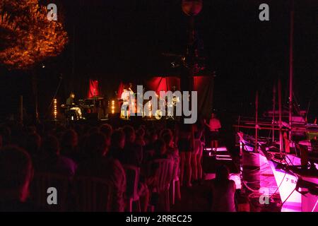 Concerto jazz di Miquel Àngel Rigo, Un Jazz De Mar. Porto Colom, Mallorca, spagna. Foto Stock