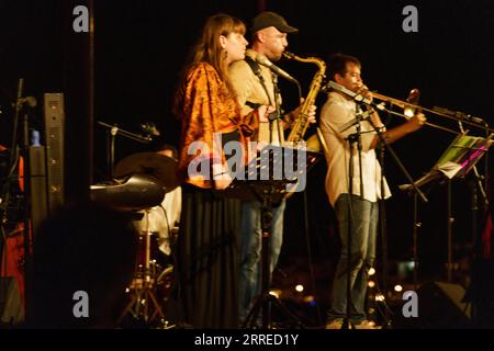 Concerto jazz di Miquel Àngel Rigo, Un Jazz De Mar. Porto Colom, Mallorca, spagna. Foto Stock