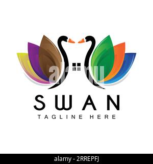 Logo Swan, disegno di animali da uccello, logo Duck, etichetta del marchio del prodotto Vector Illustrazione Vettoriale