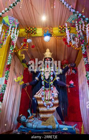 Idol della dea indù kali durante il festival navratri Foto Stock