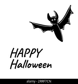 Composizione di testo Happy halloween e pipistrello halloween su sfondo bianco Foto Stock