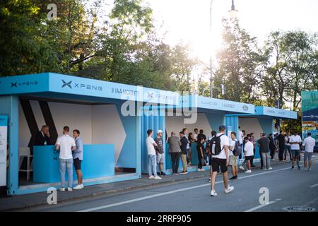 Monaco, Germania. 7 settembre 2023. Eingang beim IAA Mobility Open Space am Königsplatz in München AM 8,9.2023. -- ingresso allo IAA Mobility Open Space di Koenigsplatz a Monaco di Baviera, Germania, l'8 settembre 2023. (Foto di Alexander Pohl/Sipa USA) credito: SIPA USA/Alamy Live News Foto Stock