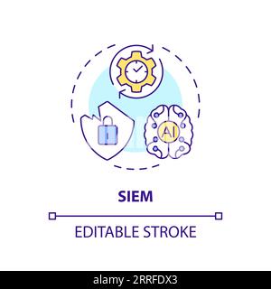 Icona SIEM 2D sottile lineare colorata Illustrazione Vettoriale