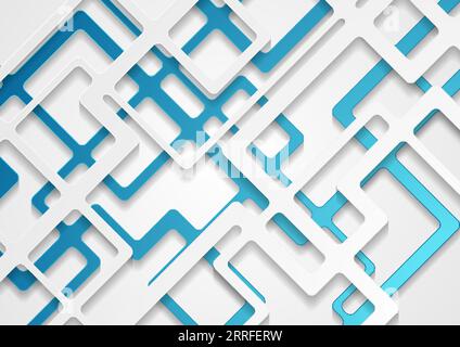 Design vettoriale geometria con taglio a carta blu/grigio. Sfondo tecnico astratto con strati di strisce di carta 3D. Modello di illustrazione aziendale vettoriale Illustrazione Vettoriale