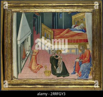 Giovanni di Paolo - la nascita di San Giovanni Battista - predella Panel 1454 Foto Stock