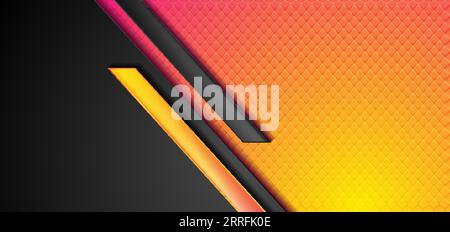 Sfondo geometrico tecnico astratto nero e giallo rosa con strisce lucide. Design aziendale vettoriale Illustrazione Vettoriale