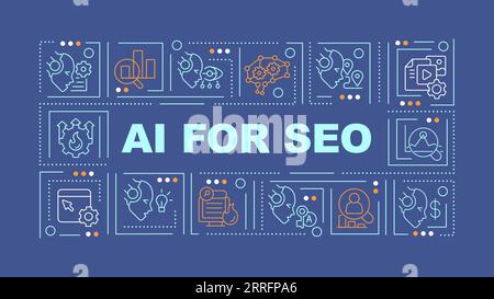 Testo AI per SEO con icone a righe sottili Illustrazione Vettoriale