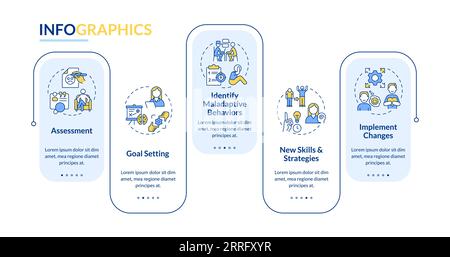 Layout colorato della terapia comportamentale con icone a linee Illustrazione Vettoriale