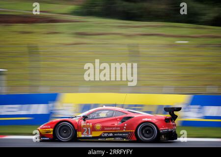 21 KOIZUMI Hiroshi (jpn), MANN Simon (usa), COZZOLINO Kei (jpn), AF Corse, Ferrari 488 GTE Evo, azione durante la 6 ore di Fuji 2023, 6° prova del Campionato Mondiale di Endurance 2023 FIA, dal 7 al 10 settembre 2023 sulla Fuji Speedway, a Oyama, Giappone Foto Stock