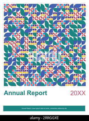Report annuale: Design di copertina astratto multicolore aziendale con sfondo geometrico di tipo a foglia Illustrazione Vettoriale