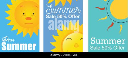 Offerta natalizia per poster e banner di vendita estiva per supporti cartacei e digitali Illustrazione Vettoriale