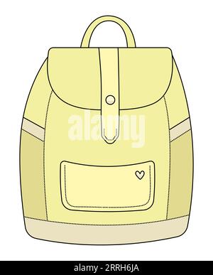 Zaino scolastico scarabocchio nero e giallo, illustrazione vettoriale di ritorno a scuola Illustrazione Vettoriale