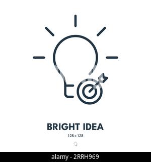 Icona di un'idea brillante. Creatività, soluzioni, innovazione. Tratto modificabile. Icona vettore semplice Illustrazione Vettoriale