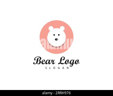 Design minimalista e carino con logo a illustrazione vettoriale per il marchio. modello di disegno illustrativo con icona vettoriale del logo dell'orso - file eps vettoriale Illustrazione Vettoriale