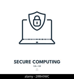 Icona Secure Computing. Sicurezza, privacy, accesso. Tratto modificabile. Icona vettore semplice Illustrazione Vettoriale