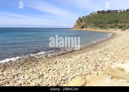 Spiaggia di Saint Mandrier sur Mer, Francia meridionale; Foto Stock