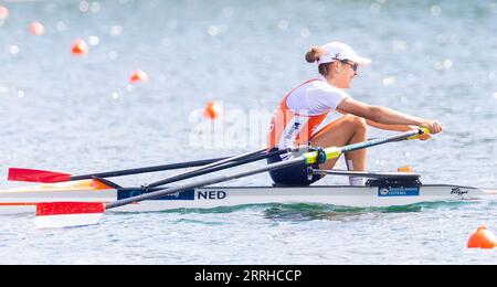 BELGRADO - Martine Veldhuis in azione nella finale monoposto leggero durante la sesta giornata dei Campionati mondiali di canottaggio nella capitale serba Belgrado. ANP IRIS VAN DEN BROEK netherlands Out - belgium Out Credit: ANP/Alamy Live News Foto Stock