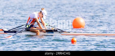 BELGRADO - Martine Veldhuis in azione nella finale monoposto leggero durante la sesta giornata dei Campionati mondiali di canottaggio nella capitale serba Belgrado. ANP IRIS VAN DEN BROEK Credit: ANP/Alamy Live News Foto Stock