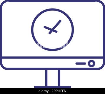 Icona Time on computer line (ora sulla linea del computer). Illustrazione Vettoriale