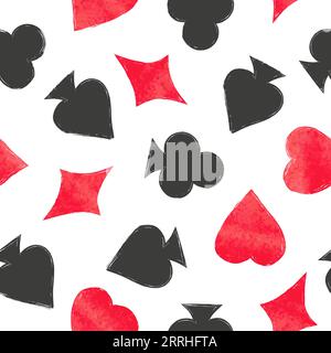 Motivo senza cuciture con i completi a carte da gioco. Informazioni sul casinò. Illustrazione Vettoriale