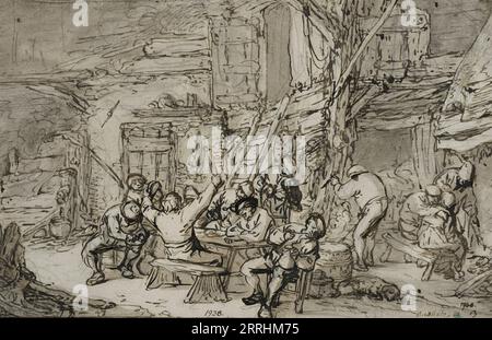 Interno dell'hotel con violinista, c.1640-1645. Foto Stock