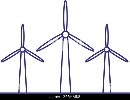 Icona linea turbine eoliche Illustrazione Vettoriale