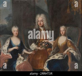 Fredrik i, 1676-1751, Ulrika Eleonora d.y.1688-1741, Sofia Charlotta Karolina, 1678-1749, 1727. Foto Stock