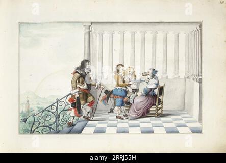 Compagnia su una terrazza, 1660-1661. Foto Stock