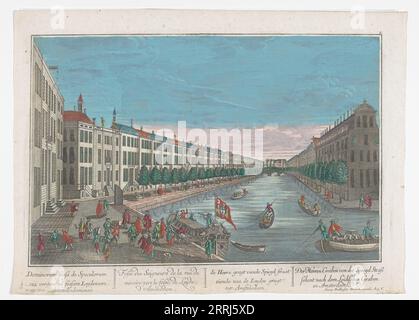 Vista dell'Herengracht ad Amsterdam, 1742-1801. A sinistra, l'inizio della Spiegelstraat. Foto Stock