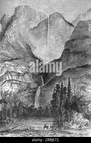 'The Grand Cascade of Yosemite; California and ITS Prospects', 1875.from, 'Illustrated Travels' di H.W. Bates. [Cassell, Petter e Galpin, c1880, Londra] Foto Stock