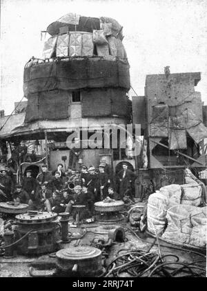 'L'attaque navale de Zeebrugge et Ostende; Apres Zeebrugge, le blockhaus du commandant du "vindictive", 1918. Da "l'album de la Guerre 1914-1919, volume 2" [l'Illustration, Paris, 1924]. Foto Stock