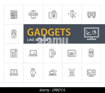 Set di icone della linea dei gadget Illustrazione Vettoriale