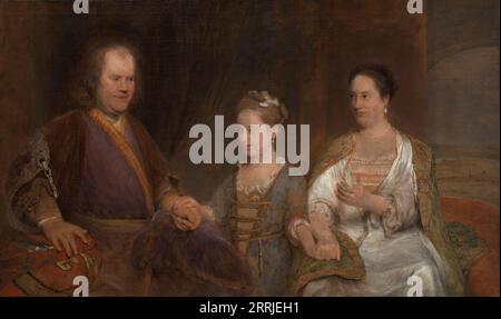 Hermanus Boerhaave (1668-1738), professore di medicina all'Università di Leida, con sua moglie Maria Drolenvaux (1686-1746) e la loro figlia Johanna Maria (1712-91), 1720-1725. Foto Stock