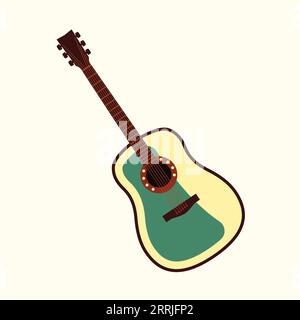 Chitarra strumenti musicali a corde design vettoriale piatto Illustrazione Vettoriale