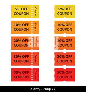 Buoni sconto del 5, 10, 20,30 e 50% Illustrazione Vettoriale