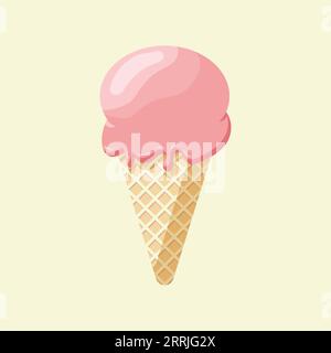Cialda con cono gelato ripiena in stile cartone animato Illustrazione Vettoriale