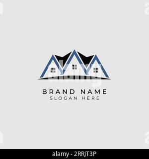 Icona Real Estate Simple Logo disegno illustrativo vettoriale con casa e finestre Illustrazione Vettoriale