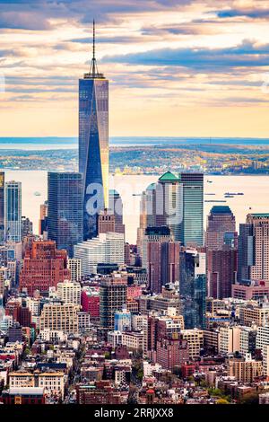 Vista aerea del Lower Manhattan Foto Stock