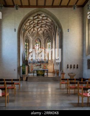 Chiesa protestante di Pietro e Paolo costruita dal 1517 al 1527. Nella sala del coro, Weinmar (Weimer) organo del 1821, Mössingen, Germania. Foto Stock